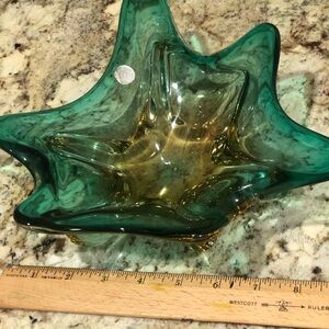 Vintage Mid. -Century Italian Murano Green Glass Bowl/Ashtray
